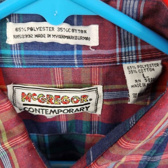 Vintage McGregor Contemporary Short Sleeve Burnout Button Down Shirt Large - Picture 4 of 5